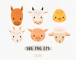 Farm Animal Clipart Goat Svg Pig Chicken Svg Baby Farm Etsy Baby Farm Animals Animal Illustration Kids Cow Illustration