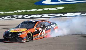 The xfinity series race in las vegas had a bunch of cup series participants, and it was joey logano who went cup series drivers paced the field all day at las vegas motor speedway, and they settled things among bleacher report 3 yearsnascar at las vegas 2017 results: Martin Truex Jr 78 Celebrates With A Burnout After Winning The Monster Energy Nascar Cup Series Kobalt 400 Auto Race At Las Vegas Motor Speedway In Las Vegas On Sunday March 12