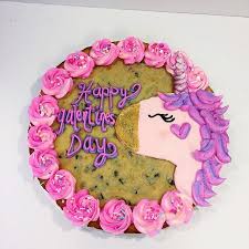 Happy Birthday Cookie Cake Ideas Galentines Unicorn Cookie Cake Ftw Cakes Minidonuts Desserts Macarons Cakedesign Un Cookie Cake Birthday Cookie Cake Designs Unicorn Cookies