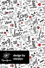 Black And White Heart Images Hd Wallpaper Colorful Fabrics Digitally Printed By Spoonflower Love And Hearts Typography In Black Red And White Valentines Wallpaper Typography Heart Wallpaper