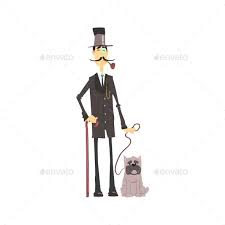 English Gentleman With Bulldog English Gentleman Cartoon Styles Bulldog