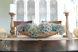 Decorate With Vintage Wooden Dough Bowls And Hyacinths Dining Room Table Centerpieces Dining Table Centerpiece Kitchen Table Centerpiece Candles