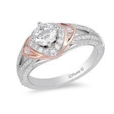 Enchanted Disney Aurora 1 Ct T W Diamond Square Frame Tri Sides Engagement Ring In 14k Two Tone Gold Zales Enchanted Disney Fine Jewelry Disney Fine Jewelry 14k Engagement Ring
