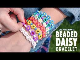 First, thread your needle with 1 yard of fire line. One More Minute Beaded Daisy Bracelet Youtube