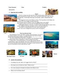 Maybe you would like to learn more about one of these? Landscapes Reading Homework Reading Comprehension Exercises 119510 Desert Coral Reef