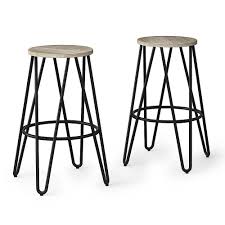 Wood, faux leather, foam and metal dimensions: Simpli Home Simeon 26 Inch Metal Counter Height Stool With Wood Seat Set Of 2 Natural Black Axcsim 26 Ng Best Buy