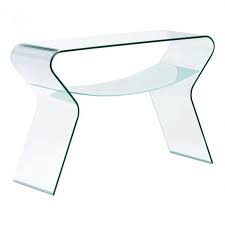 Modern Bent Glass Console Table With Shelf Yoga Console Table Yoga Table Glass Console Table