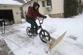Homemade Snowplow Bike Snow Plow Bike Funny Winter Pictures