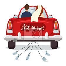 Just married auto frisch verheiratet auto geldgeschenke. Gerade Verheiratetes Rotes Auto Mit Der Braut Und Dem Brautigam Fototapete Fototapeten Ruckseite Fahrzeug Hinter Myloview De