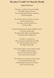 Because I Could Not Stop For Death By Emily Dickinson Poetry Words Dickinson Poems Poems