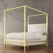 It measures 75 tall and includes circular. Full Size Canopy Bed In Gold Finish With Button Tufted Upholstered Headboard White Upholstered Headboard Tufted Upholstered Headboard Full Size Canopy Bed