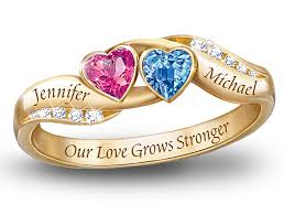 Our Love Grows Stronger Personalized Birthstone Couples Ring Journey Jewelry Birthstone Ring Couple Rings