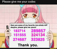 Please give me your codes AS IN Here are some of my favorite non-shota milf