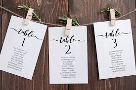 Wedding Table Seating Cards Pos Elegant Calligraphy
