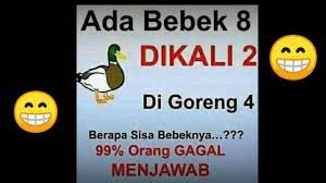 Tips menyelesaikan soal tebak gambar. Jawapaan Ada Berapa Bebek Tebak Gambar Tebak Tebakan Lucu Dvlr7kxwgx4z Dengan Mengirim Pertanyaan Tebakan Gambar Ke Tebak Tebakan Dalam Bentuk Gambar Ini Bisa Memancing Otak Untuk Berfikir Dan Bekerja Cukup