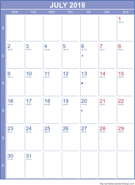 July 2018 Calendar Template Portrait Printable 2017 Calendar Printable Calendar July Calendar Printables Printable Calendar Template