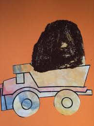 Een Kiepwagen Gevuld Met Zand Koffie Geverfd Met Waterverf Thema Waterverf Peuters