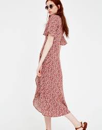 Floral Print Wrap Midi Dress Dresses Clothing Woman Pull Bear United Kingdom Clothes For Women Dresses Clothes