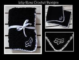 Black White Fox Racing Baby Blanket Can Also Be Paired With A Matching Baby Beanie Fox Racing Baby Matching Baby Motocross Baby