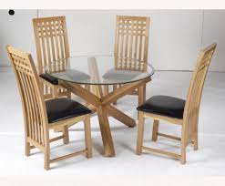 #5 giantex 3 piece dining set compact 2 chairs and table set. Furniture Malmo Small Round Glass Top Natural Solid Oak Veneer 2 Even 4 Seater Dining Glass Round Dining Table Dining Table Set Designs 4 Seater Dining Table