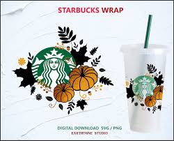 Fall Pumpkin Wrap Svg For Starbucks Venti Cold Cup 24 Oz Etsy In 2020 Starbucks Halloween Starbucks Starbucks Fall