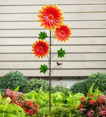 Chrysanthemum Garden Metal Stake Plowhearth Garden Stakes Colorful Garden Memorial Garden