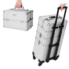 Songmics 4 In 1 Mallette Maquillage Valise Cadre En Aluminium Boite A Outils Beauty Case Trolley Coiffure Nail Cosmetic Jhz01s Mallette Maquillage Coffret Maquillage Valise