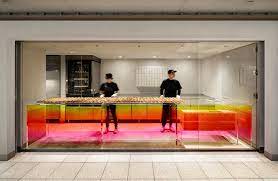 Yota Kakuda Uses Graduated Colored Acrylic Surfaces In Tokyo Cheese Tart Store Bakery Interior Japan Interior Retail Design