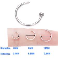 Surgical Steel Open Nose Ring Nose Hoop Lip Nose Piercing Stud 7 Colour 3 Size Vova