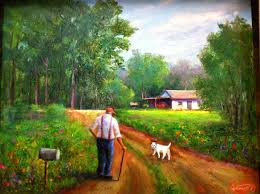 On the street of pommogussett road and street number is 73. Old Man And His Dog Oil Painting