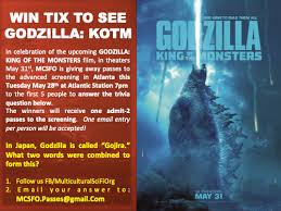 Rd.com knowledge facts there's a lot to love about halloween—halloween party games, the best halloween movies, dressing. The Multicultural Sci Fi Organization Mcsfo Atlanta First 5 Ppl To Email The Answer To Godzilla Trivia Question Below Will Receive One Admit 2 Passes To Godzilla Advanced Screening This Tue May