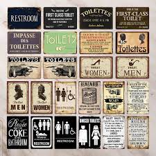Vintage style metal wall door sign for bathroom toilet. Toilet Sign Plaque Metal Vintage Bathroom Metal Sign Tin Sign Wall Decor For Toilet Bathroom Restroom Plaques Signs Aliexpress