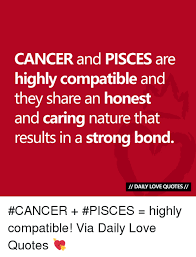 He is warmly tolerant and never becomes judgmental in any situation. Cancer And Pisces Are Highly Compatible And They Share An Honest And Caring Nature That Results In A Strong Bond I Daily Love Quotes Cancer Pisces Highly Compatible Via Daily