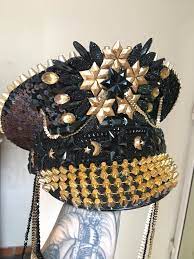 Black Gold Festival Police Hat Festival Hat Police Hat Hats