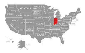 Tel tot 10 in verschillende talen: Indiana Red Gemarkeerd Op De Kaart Van De Verenigde Staten Van Amerika Stock Illustratie Illustration Of Cartografie Provincie 166287220