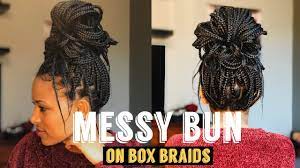 Loc Messy Bun The Secret To Creating A Messy Bun On Box Braids 2020 Youtube Messy Bun With Braid Box Braids Styling Box Braids Bun