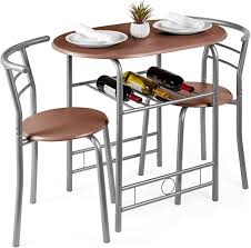 Amazon Com Best Choice Products 3 Piece Wooden Dining Room Round Table Chairs Set W Steel Fr In 2020 Wood Dining Room Round Table And Chairs Wooden Table And Chairs
