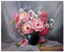 Florile din acest buchet se hrănesc cu o cantiate destul de mare de apă, mai ales în primele ore după ce au fost puse în vază. Buchet Diafan De Primavara Tablou De Anca Bulgaru