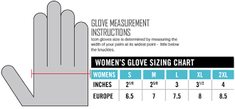 Icon Womens Gloves Size Chart