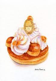 Clasico De Saint Honore A5 Original De Pintura Arte De La Etsy Illustration Food Food Painting Dessert Illustration