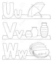 Printable coloring and activity pages are one way to keep the kids happy (or at least occupie. Alphabet Education Coloring Page For Kids Learning Alphabet Letters Letters U V W Vector Illustration Royalty Free Cliparts Vectors And Stock Illustration Image 75620398