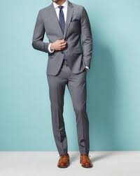 Sureelaks Business Attire For Men Grey Suit Brown Shoes Business Professional Attire