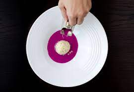 Red Cabbage Gazpacho With Grain Mustard Ice Cream Gazpacho Molecular Cuisine Molecular Gastronomy
