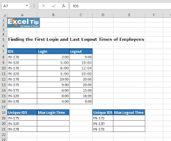 Finding The First Login And Last Logout Times Of Employees There is probably more than a few ways to do it, but here is what i'd recommend.