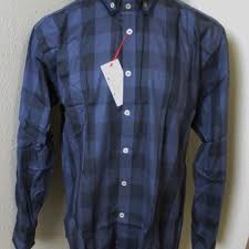 Bogosse Long Sleeve Check Mens Shirt Blue Black Nwt