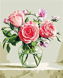 Elgdx Dipinto Di Fiori Numerati In Kit Di Vasi Disegno Su Tela Dipinto A Mano Olio Su Tela Immagini Di Numeri Regalo Decorazioni Per La Casa B Framed Amazon It Casa E Cucina