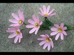 Cosmos Flower With Crepe Paper Crepe Paper Crafts Handmade Flowers Paper Crepe Paper Flowers Tutorial
