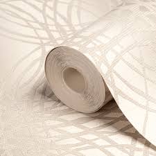 Leon Motif Taupe Blown Vinyl Wallpaper Departments Diy At B Q Cream And Gold Living Room