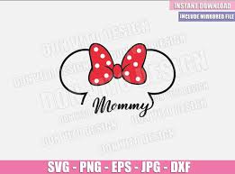 Download Mommy Minnie Outline Head Svg Png Disney Mouse Ears Bow Cut File