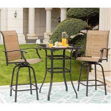 Check spelling or type a new query. Lokatse Home 3 Pcs Patio Bar High Swivel Stools Set 2 Tall Chairs And 1 Height Outdoor Bistro Table Khaki Buy Online In Dominica At Dominica Desertcart Com Productid 168304338